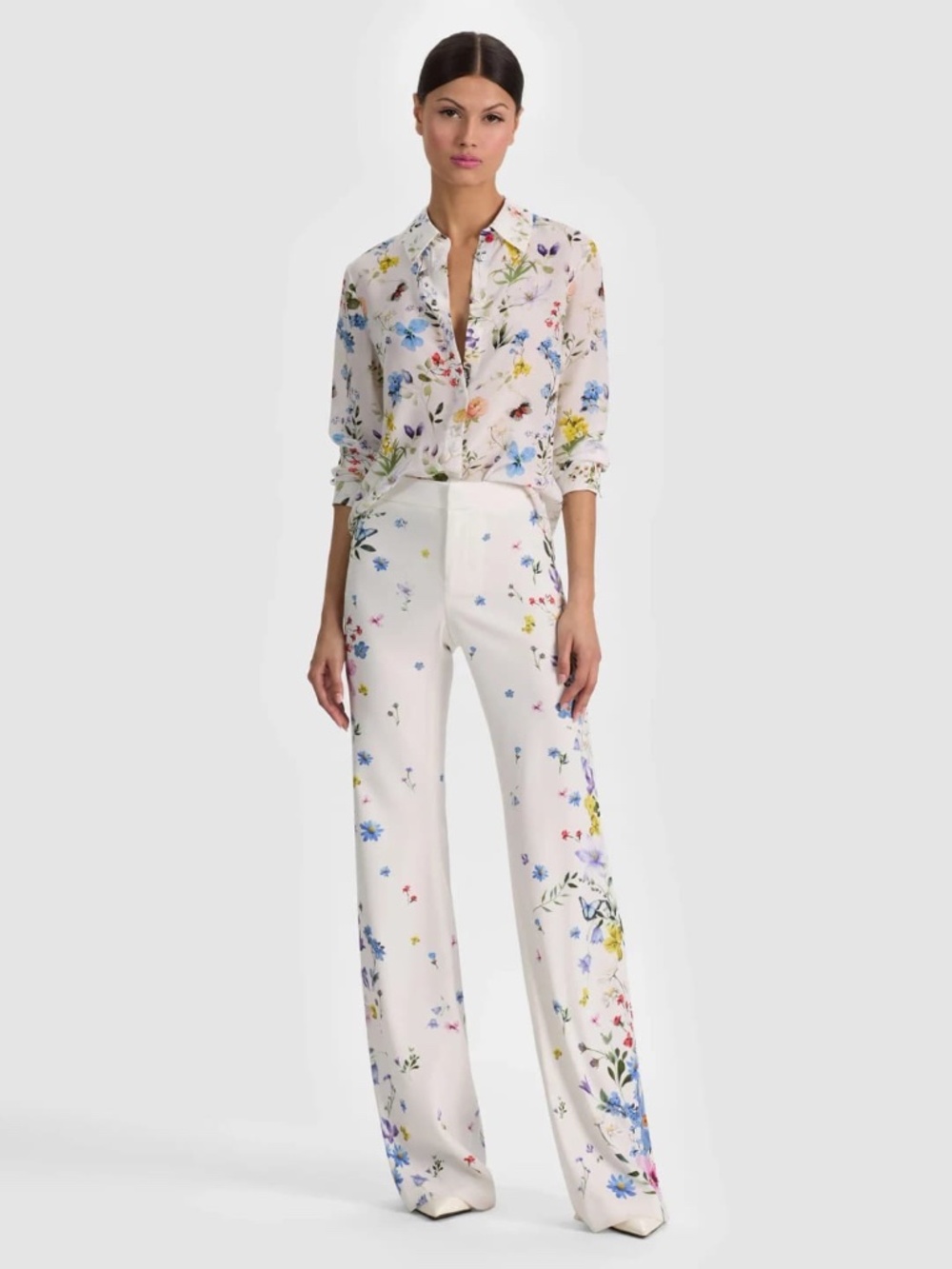 Alice + Olivia Andrew Pants Twisting Vines Off White size 6